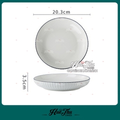 Đĩa Tròn Viền Đen 20cm, Đĩa Sứ Tròn Decor - trang trí đồ ăn, bàn tiệc, mâm cúng