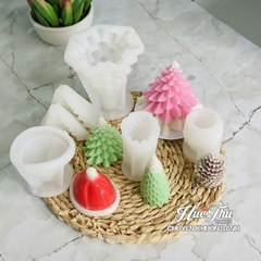 Khuôn silicon Cây Thông Noel (nhiều mẫu) A94 làm bánh rau câu 3D 4D nhấn xôi, fondant, socola, nến hanmade