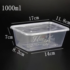 Hộp nhựa chữ nhật trong (10 cái) có nắp đựng thực phẩm, rau câu