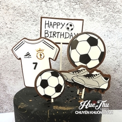 Que cắm Happy Birthday Trái Banh, Bộ Đồ Cầu Thủ phụ kiện trang trí bánh sinh nhật, bánh rau câu, bánh kem