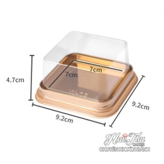 Hộp nhựa nắp trong XY80S 9x9cm (10 hộp) đế đen, đế vàng đựng bánh rau câu, trung thu