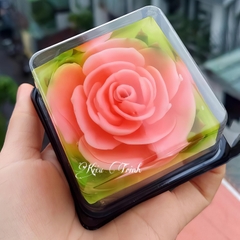 Hộp nhựa nắp trong XY80S 9x9cm (10 hộp) đế đen, đế vàng đựng bánh rau câu, trung thu