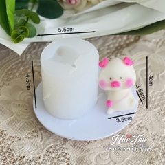 Khuôn silicon Con Heo 6.8cm A105 (bộ 4 khuôn) làm bánh rau câu 3D 4D nhấn xôi, fondant, socola, nến hanmade