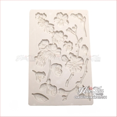 Khuôn silicon Cành Hoa Lá Nhí 20x12cm làm bánh rau câu 3D 4D nhấn xôi, fondant, socola, nến hanmade
