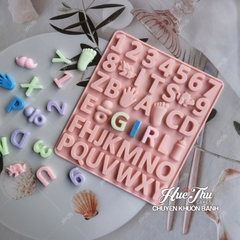 Khuôn silicon Bộ Chữ Số Bình Bú 3cm A10 làm bánh rau câu 3D 4D nhấn xôi, chè trôi nước, socola, nến hanmade
