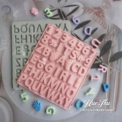 Khuôn silicon Bộ Chữ Số Bình Bú 3cm A10 làm bánh rau câu 3D 4D nhấn xôi, chè trôi nước, socola, nến hanmade