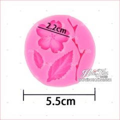 Khuôn silicon Hoa Lá Cành Đào (vỉ 4 chi tiết) làm bánh rau câu 3D 4D nhấn xôi, fondant, socola, nến hanmade