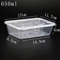 Hộp nhựa chữ nhật trong (10 cái) có nắp đựng thực phẩm, rau câu