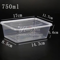 Hộp nhựa chữ nhật trong (10 cái) có nắp đựng thực phẩm, rau câu