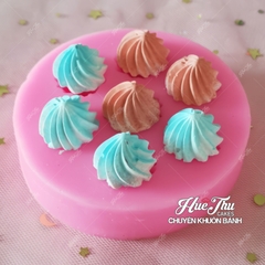 Khuôn silicon Vỏ Sò Xoắn (vỉ 7 hình) làm bánh rau câu 3D 4D nhấn xôi, fondant, socola, nến hanmade
