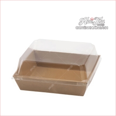 Hộp vuông giấy Kraft 10.5/11.5/12.9cm (10 cái, có nắp) màu nâu, trắng đựng bánh trôi, bánh bông lan, rau câu, đồ ăn