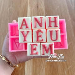 Khuôn silicon Bộ Chữ Tình Yêu I Love You làm bánh rau câu 3D 4D nhấn xôi, fondant, socola, nến hanmade