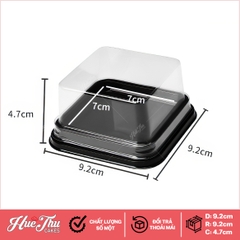 Hộp nhựa nắp trong XY80S 9x9cm (10 hộp) đế đen, đế vàng đựng bánh rau câu, trung thu