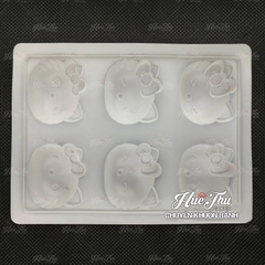 Khuôn nhựa Mèo Hello Kitty (vỉ 6 hình) làm bánh rau câu 3D 4D nhấn xôi, fondant, socola, nến hanmade