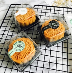 Hộp nhựa nắp trong XY80S 9x9cm (10 hộp) đế đen, đế vàng đựng bánh rau câu, trung thu