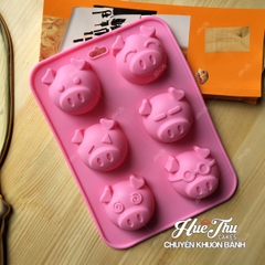 Khuôn silicon Mặt Heo Đại Ca (vỉ 6 hình) làm bánh rau câu 3D 4D nhấn xôi, fondant, socola, nến hanmade