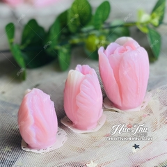 Khuôn silicon hoa Tulip (3 bông) làm bánh rau câu 3D 4D nhấn xôi, fondant, socola, nến hanmade