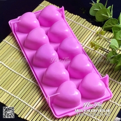 Khuôn rau câu, khay đá Trái Tim làm bánh rau câu 3D 4D nhấn xôi, fondant, socola, nến hanmade