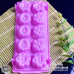 Khuôn rau câu, khay đá Bông làm bánh rau câu 3D 4D nhấn xôi, fondant, socola, nến hanmade