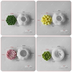 Bộ 7 khuôn silicon Xương Rồng Sen Đá 107 làm bánh rau câu 3D 4D nhấn xôi, fondant, socola, nến hanmade