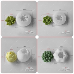 Bộ 7 khuôn silicon Xương Rồng Sen Đá 107 làm bánh rau câu 3D 4D nhấn xôi, fondant, socola, nến hanmade