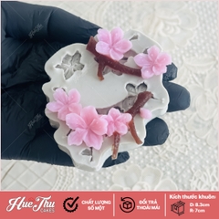 Khuôn silicon Cành Hoa Đào A131 làm bánh rau câu 3D 4D nhấn xôi, fondant, socola, nến hanmade