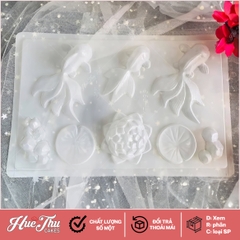 Khuôn Cá Công Chúa lớn + Đài Sen, Lá Sen làm bánh rau câu 3D 4D nhấn xôi, fondant, socola, nến hanmade