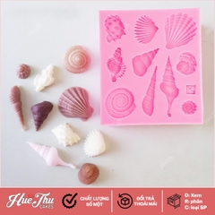 Khuôn silicon Vỏ Sò, Ốc Biển (vỉ nhiều chi tiết) làm bánh rau câu 3D 4D nhấn xôi, fondant, socola, nến hanmade
