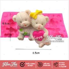 Khuôn silicon Cặp Gấu làm bánh rau câu 3D 4D nhấn xôi, fondant, socola, nến hanmade