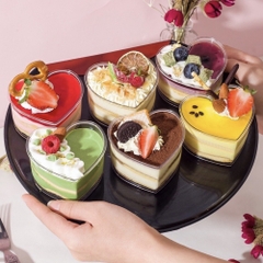 Ly nhựa hình trái tim đựng bánh Mousse có nắp (10 cái)