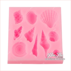 Khuôn silicon Vỏ Sò, Ốc Biển (vỉ nhiều chi tiết) làm bánh rau câu 3D 4D nhấn xôi, fondant, socola, nến hanmade