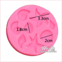 Khuôn silicon Vỏ Sò, Ốc Biển (vỉ nhiều chi tiết) làm bánh rau câu 3D 4D nhấn xôi, fondant, socola, nến hanmade