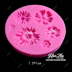 Khuôn silicon hoa Cúc trung (vỉ nhiều bông) làm bánh rau câu 3D 4D nhấn xôi, fondant, socola, nến hanmade
