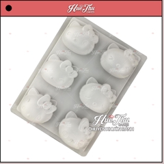 Khuôn nhựa Mèo Hello Kitty (vỉ 6 hình) làm bánh rau câu 3D 4D nhấn xôi, fondant, socola, nến hanmade