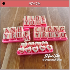 Khuôn silicon Bộ Chữ Tình Yêu I Love You làm bánh rau câu 3D 4D nhấn xôi, fondant, socola, nến hanmade