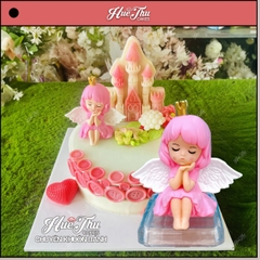 Búp bê Em Bé Thiên Thần Ngủ Hồng phụ kiện trang trí bánh sinh nhật, bánh rau câu, bánh kem