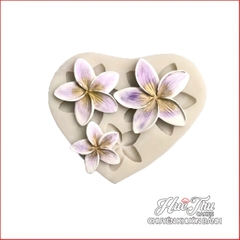 Khuôn silicon Hoa 5 Cánh (vỉ 3 hoa) làm bánh rau câu 3D 4D nhấn xôi, fondant, socola, nến hanmade