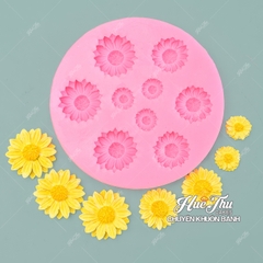 Khuôn silicon hoa Cúc trung (vỉ nhiều bông) làm bánh rau câu 3D 4D nhấn xôi, fondant, socola, nến hanmade