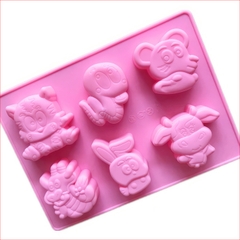 Khuôn silicon 12 Con Giáp A30 (2*vỉ 6 hình) làm bánh rau câu 3D 4D nhấn xôi, fondant, socola, nến hanmade