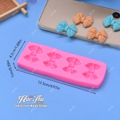 Khuôn silicon Cái Nơ A12 (vỉ 4 hình) làm bánh rau câu 3D 4D nhấn xôi, chè trôi nước, socola, nến hanmade