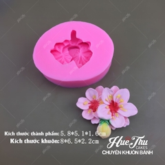 Khuôn silicon Đôi Hoa Đào 5.8cm làm bánh rau câu 3D 4D nhấn xôi, fondant, socola, nến hanmade