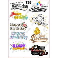 Tấm Decal Trong chủ đề Sinh Nhật, chữ dán tem dán lên bánh trang trí bánh rau câu tiện lợi (nhiều mẫu)