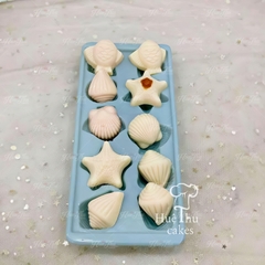 Khuôn rau câu, khay đá Tôm Ốc Sò (12 viên) làm bánh rau câu 3D 4D nhấn xôi, fondant, socola, nến hanmade