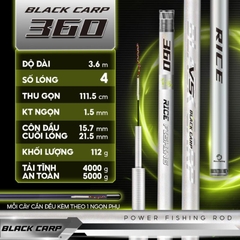 Cần câu đài săn hàng V5 BLACK CARP CC-38 RICE FISHING carbon 30T+40T
