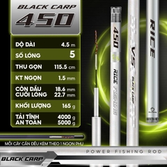Cần câu đài săn hàng V5 BLACK CARP CC-38 RICE FISHING carbon 30T+40T