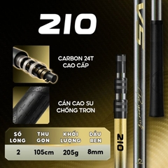 Cán vợt carbon câu đài V5 Rice Fishing KK-68  chất liệu Carbon 24T cao cấp
