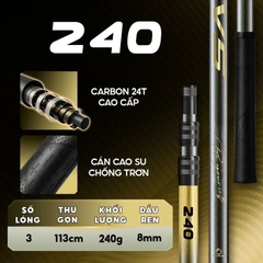 Cán vợt carbon câu đài V5 Rice Fishing KK-68  chất liệu Carbon 24T cao cấp