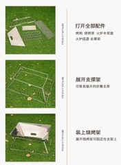 Bếp nướng inox ngoài trời di động gấp gọn, bếp than dã ngoại 3-5 người bếp nướng than hoa Selpa