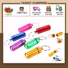 Lọ thuốc hợp kim nhôm móc khóa hộp đựng thuốc cầm tay ngoài trời chống thấm nước AoTu - AT7605