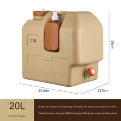 Bình Nước Trong Suốt 5L/7L/10L/15L/20L/24L Can Đựng Nước Cắm Trại Dã Ngoại Kèm Vòi Dự Phòng + Nắp Đậy + Ống Nối Dài + Cọ Bình